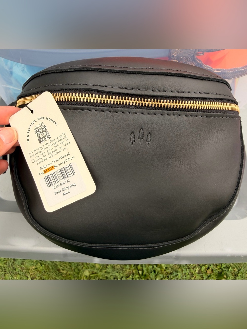 Portland Leather Black Sally Sling Bag with Gold Zipper